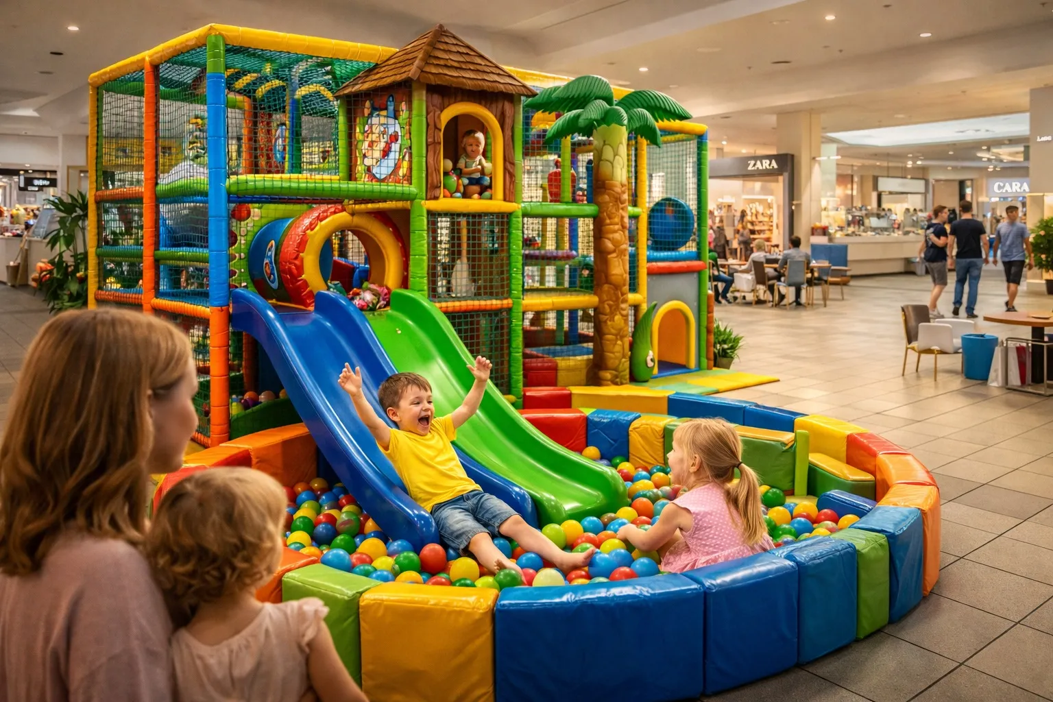 Interiérové detské ihrisko pre detskú zónu v obchodnom centre