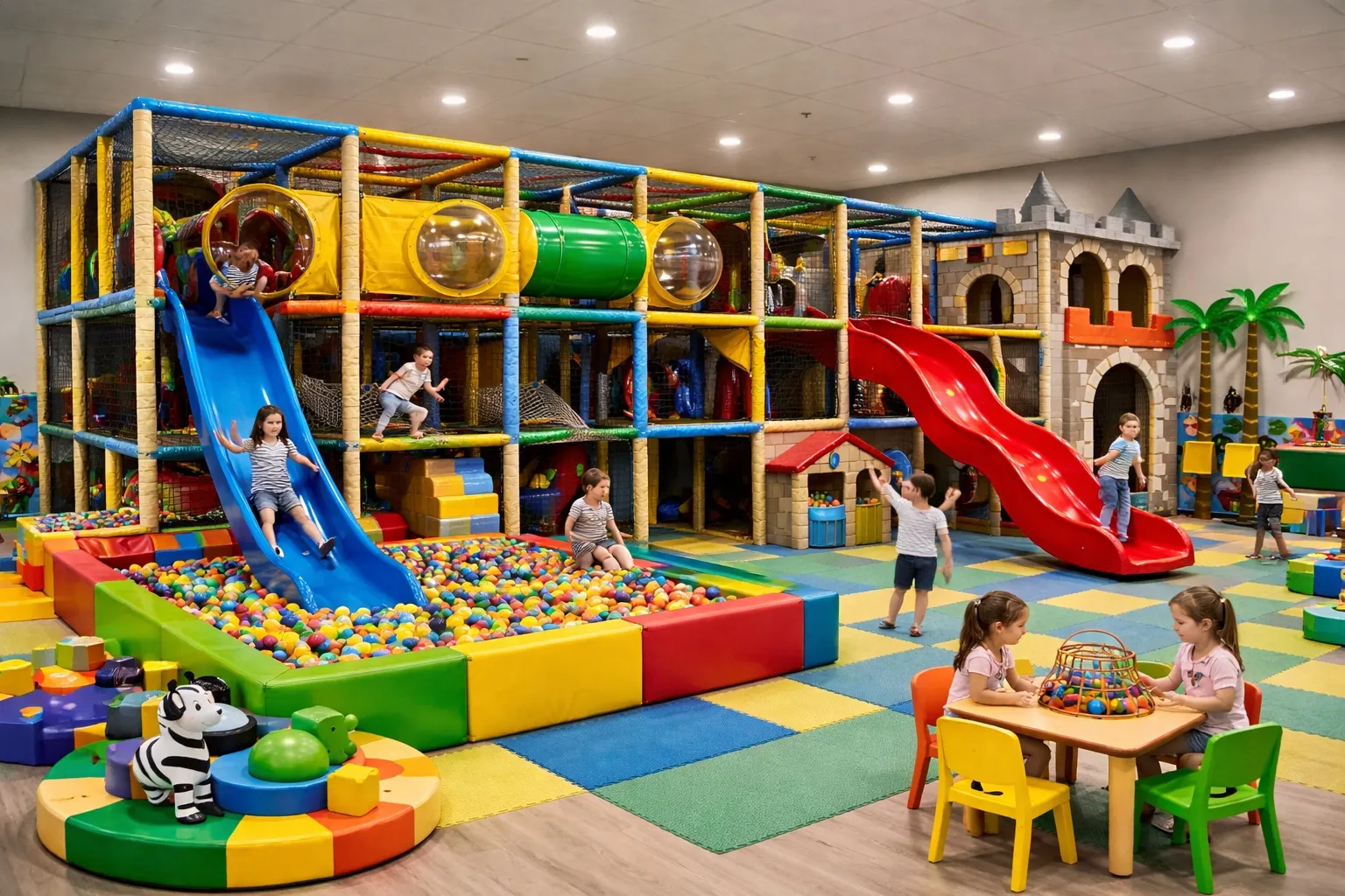 Moderné interiérové indoor ihrisko pre detské herne a rodinné zábavné centrá