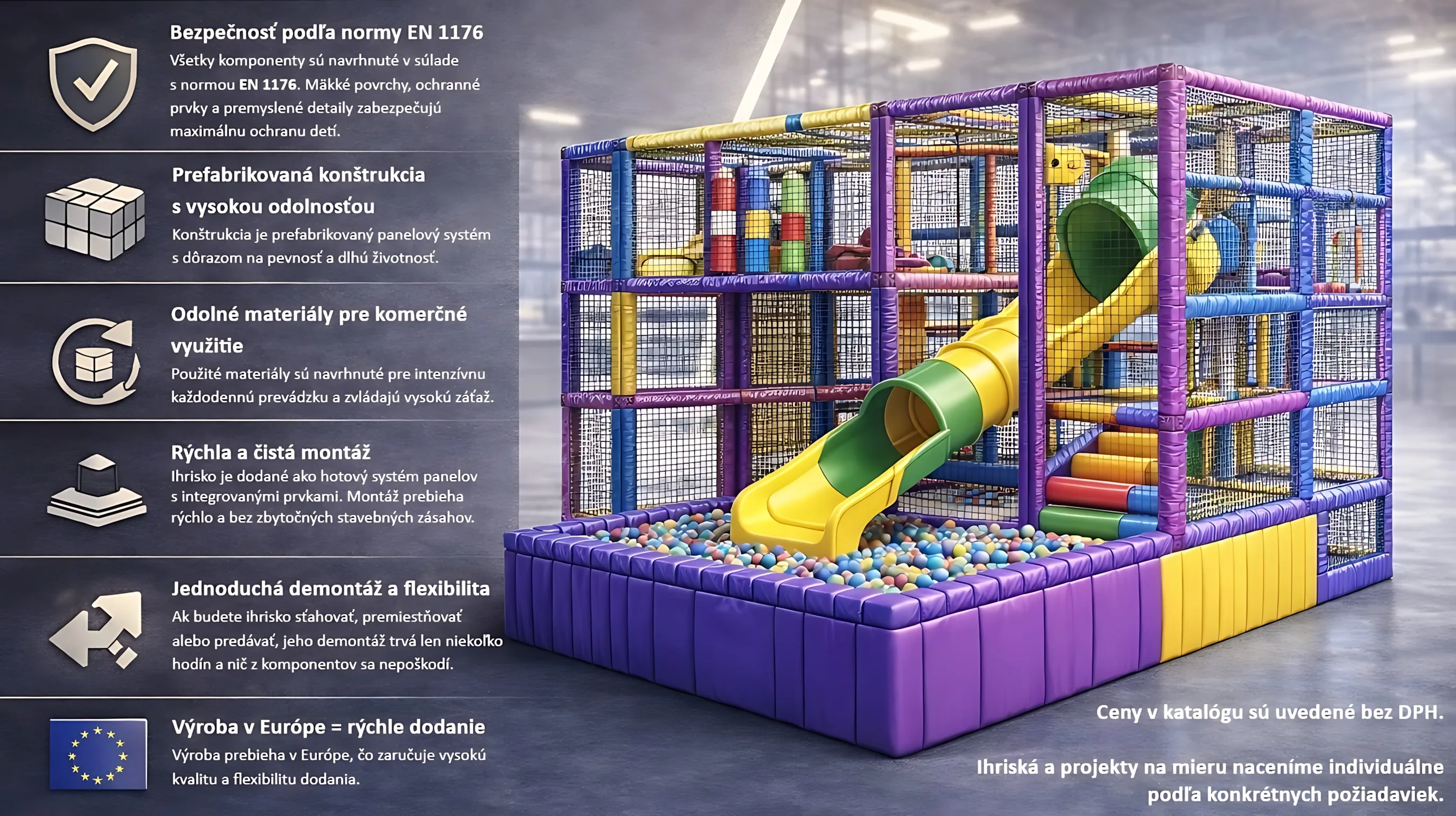 Svetlé interiérové ihrisko s toddler zónou a viacúrovňovou hernou časťou