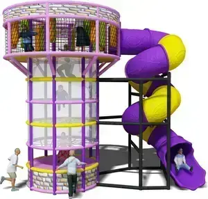 Viacpodlažná lezecká veža s tubusovým toboganom pre indoor playground