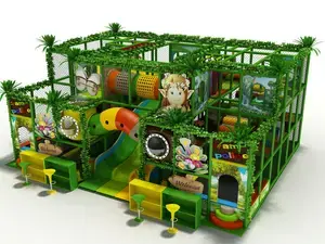 Detské ihrisko v jungle štýle s trojitou šmýkačkou a trampolínou