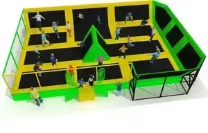 Indoor trampolínové ihrisko s centrálnou skokovou pyramídou