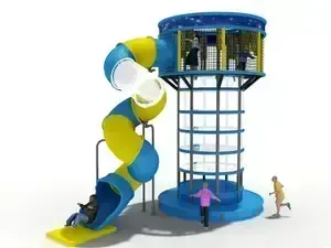 Lezecká spider veža s toboganom v modernom dizajne pre indoor ihriská