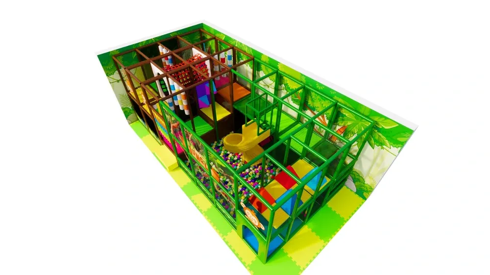 Džungľová herná zostava s otvoreným toboganom a loptičkovou zónou