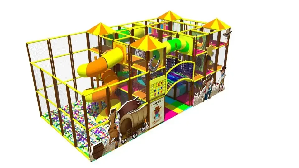 Dobrodružný indoor playground v kovbojskom štýle s viacúrovňovou hrou