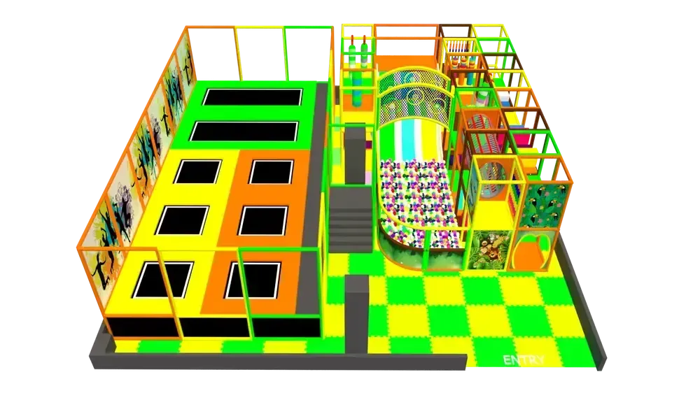 Rodinný indoor playground s trampolínovou zónou a veľkou šmýkačkou