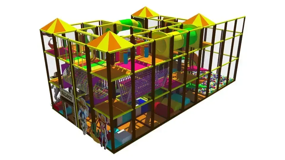 Dobrodružný indoor playground v kovbojskom štýle s viacúrovňovou hrou