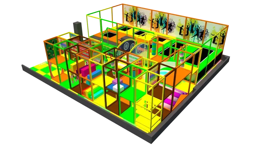 Rodinný indoor playground s trampolínovou zónou a veľkou šmýkačkou