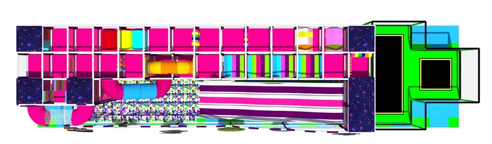 Interiérové ihrisko s veľkou šmýkačkou, tunelmi a trampolínovou zónou