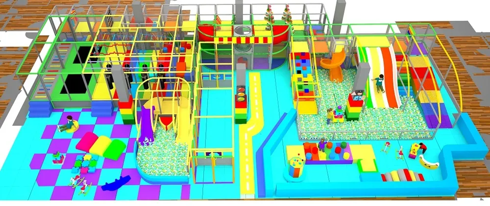Veľké interiérové ihrisko so šmýkačkami, trampolínami a hernými zónami